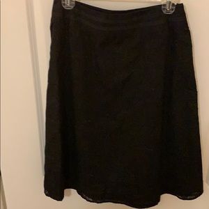 Black on black floral A-line skirt